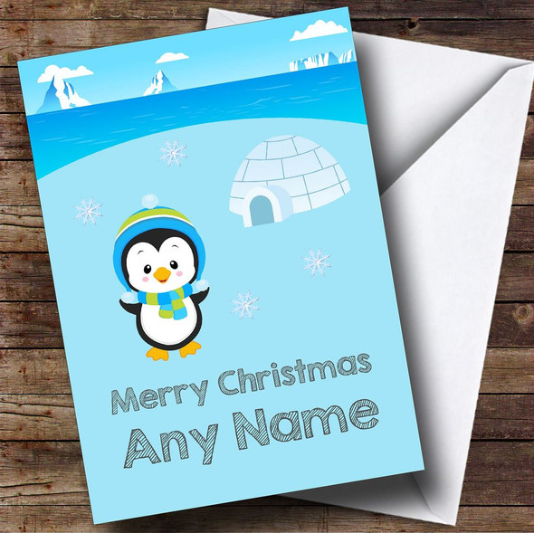 Cute Penguin Children's Personalised Christmas Card