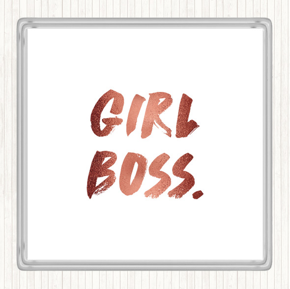 Rose Gold Girl Boss Bold Quote Drinks Mat Coaster