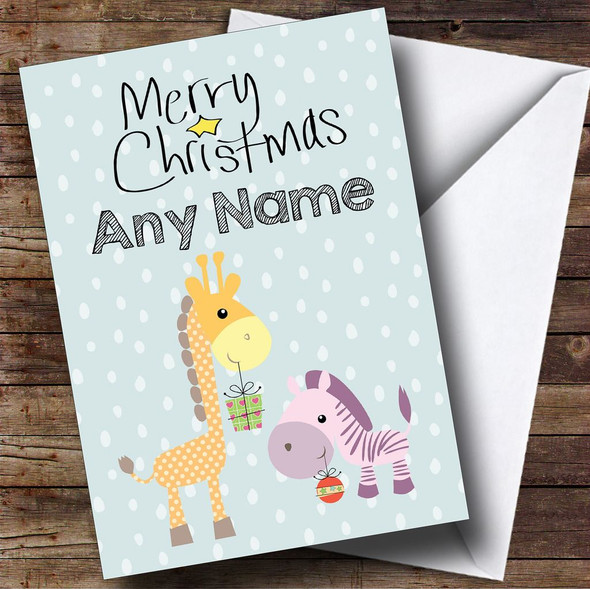 Cute Giraffe Children's Personalised Christmas Card