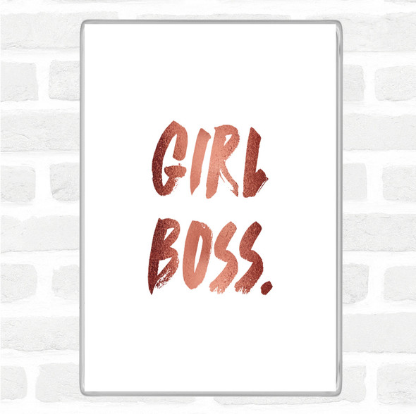 Rose Gold Girl Boss Bold Quote Jumbo Fridge Magnet