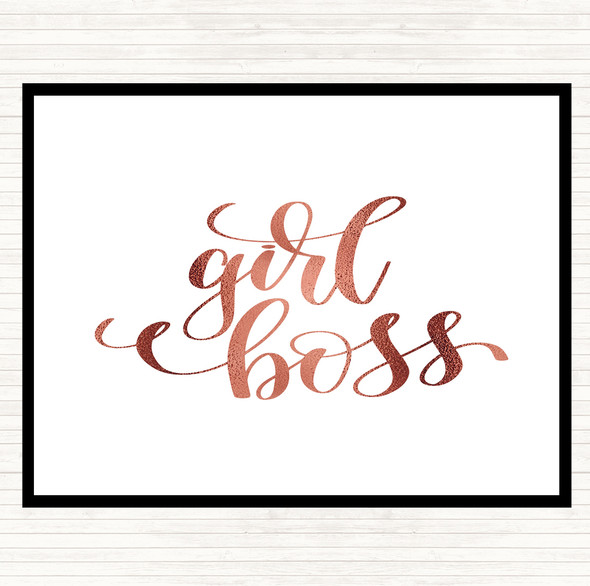 Rose Gold Girl Boss Swirl Quote Dinner Table Placemat