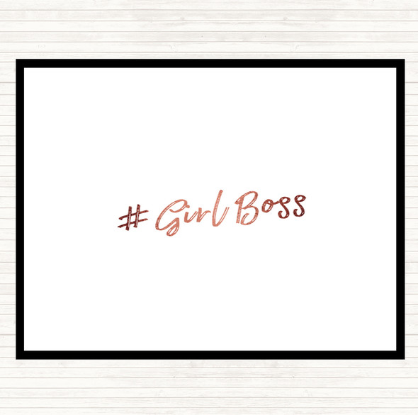 Rose Gold Girl Boss Quote Mouse Mat Pad