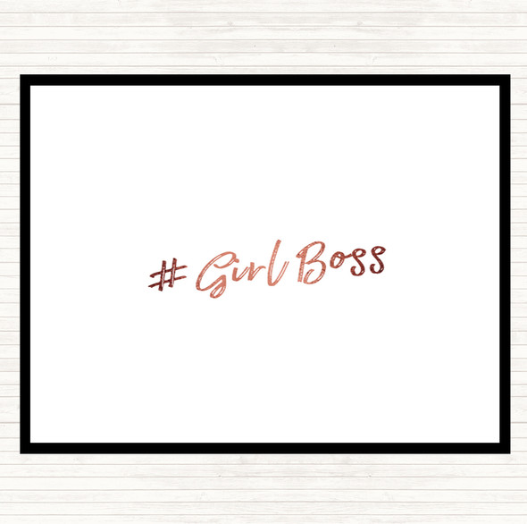 Rose Gold Girl Boss Quote Dinner Table Placemat