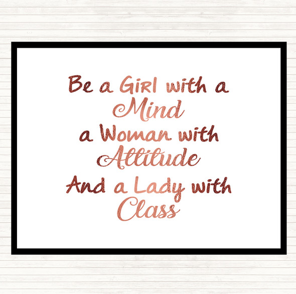 Rose Gold Girl With A Mind Quote Mouse Mat Pad