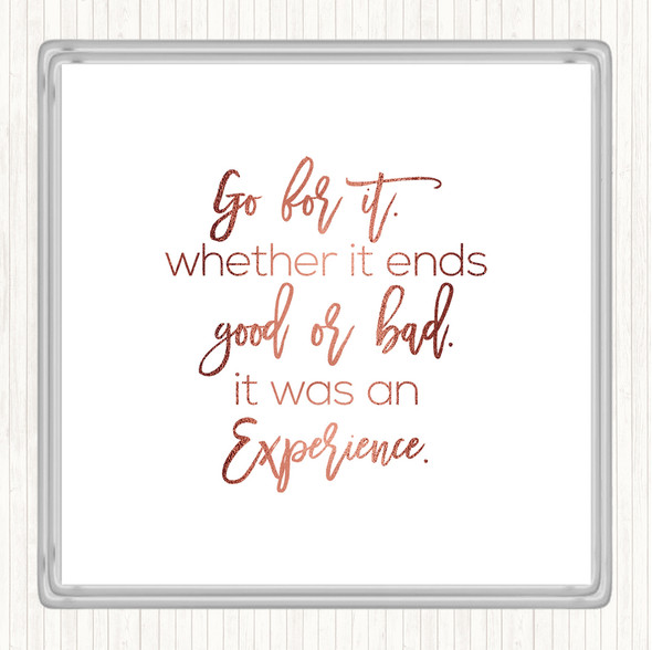 Rose Gold Go For It Quote Drinks Mat Coaster