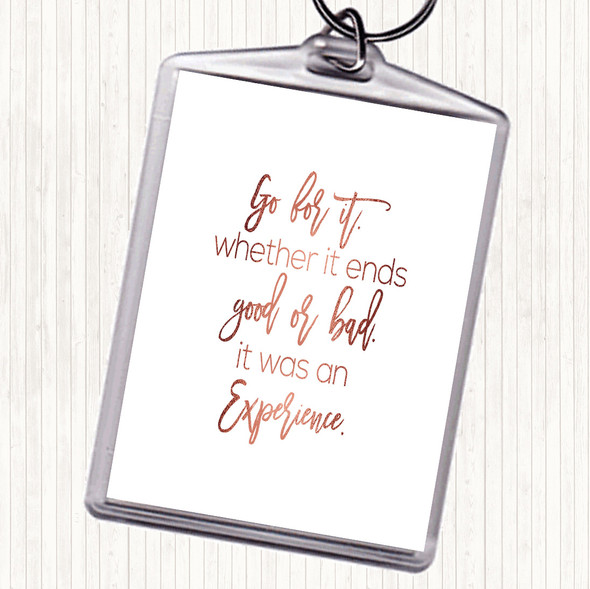 Rose Gold Go For It Quote Bag Tag Keychain Keyring