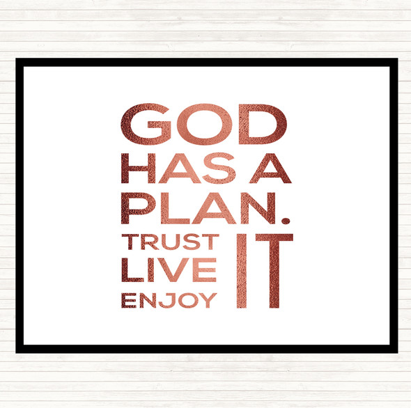Rose Gold God Has A Plan Quote Dinner Table Placemat