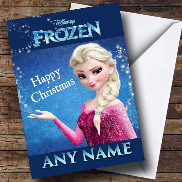 Blue Elsa Frozen Christmas Card Personalised