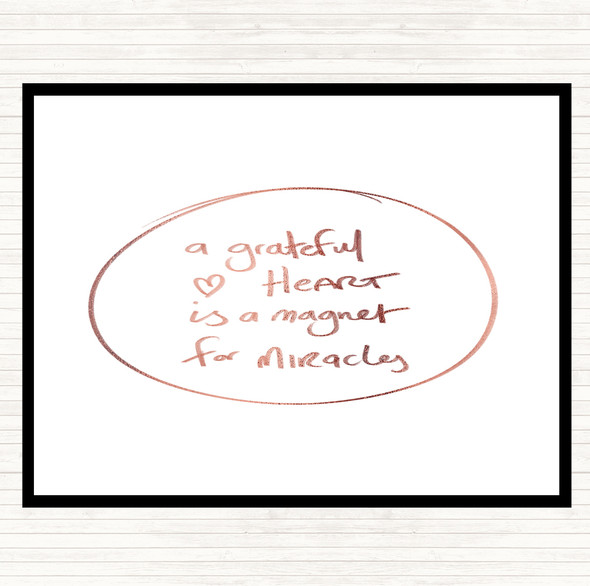 Rose Gold Grateful Heart Quote Dinner Table Placemat