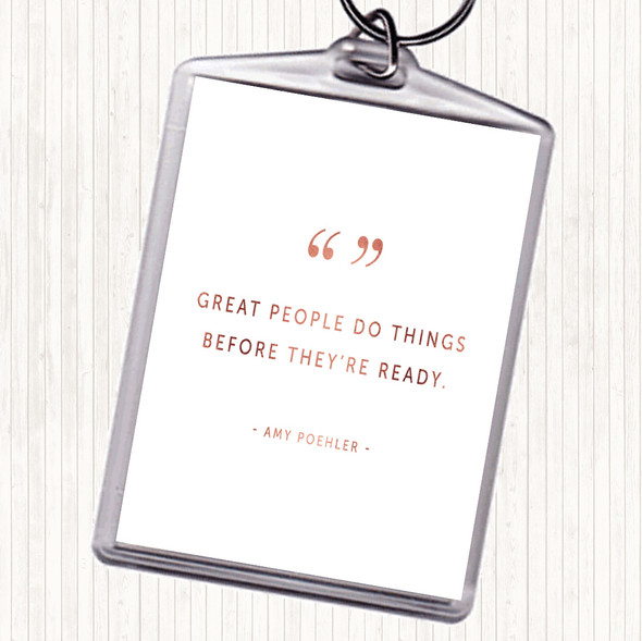 Rose Gold Great People Quote Bag Tag Keychain Keyring