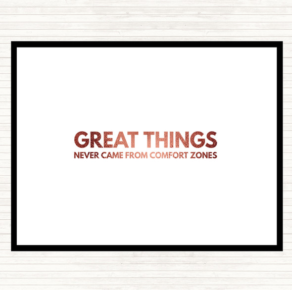 Rose Gold Great Things Never Came From Comfort Zones Quote Mouse Mat Pad