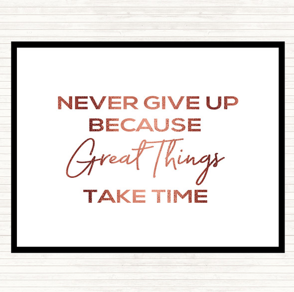 Rose Gold Great Things Quote Mouse Mat Pad