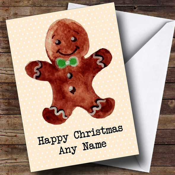 Watercolour Gingerbread Man Children's Personalised Christmas Card