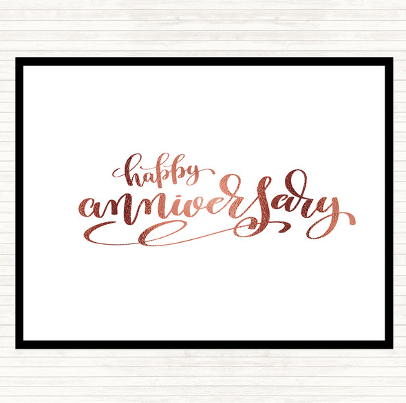 Rose Gold Happy Anniversary Quote Mouse Mat Pad