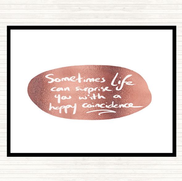 Rose Gold Happy Coincidence Quote Mouse Mat Pad