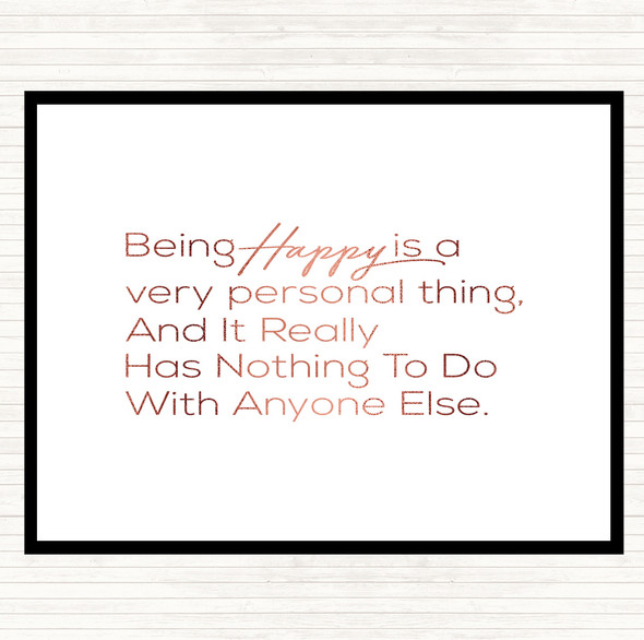 Rose Gold Happy Is Personal Quote Mouse Mat Pad