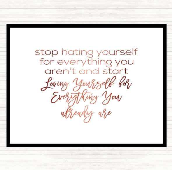 Rose Gold Hating Yourself Quote Dinner Table Placemat