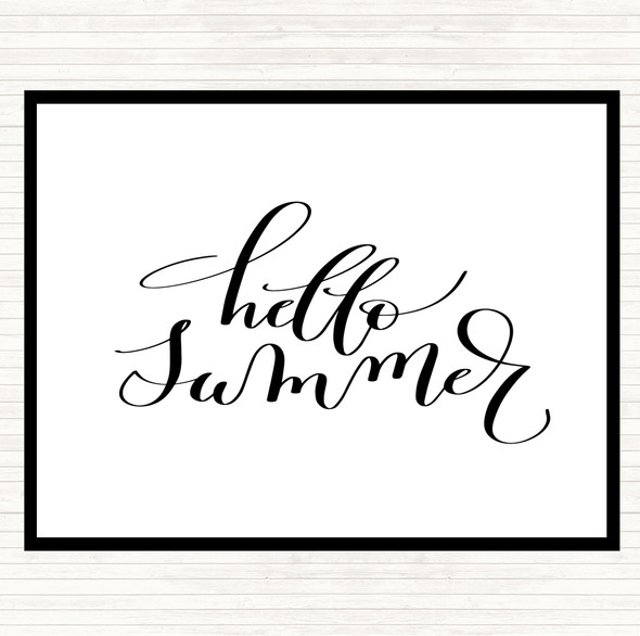 White Black Hello Summer Quote Mouse Mat Pad