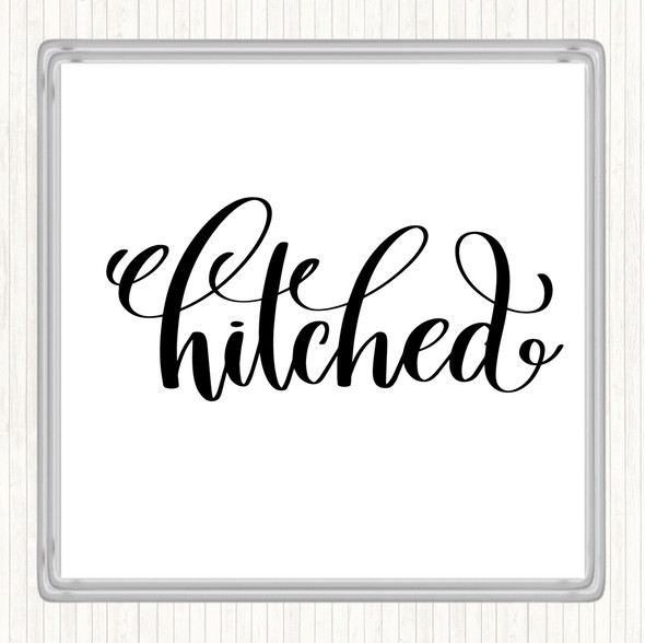 White Black Hitched Quote Drinks Mat Coaster