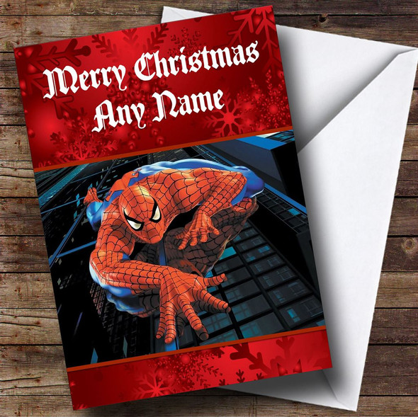 Spiderman Red Personalised Christmas Card