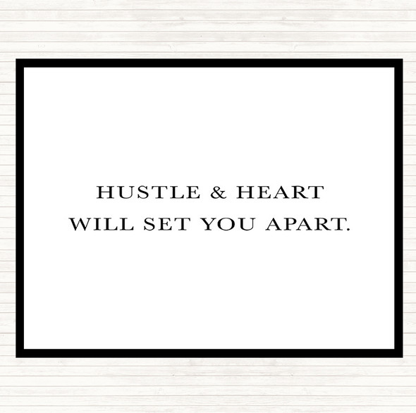 White Black Hustle And Heart Quote Mouse Mat Pad
