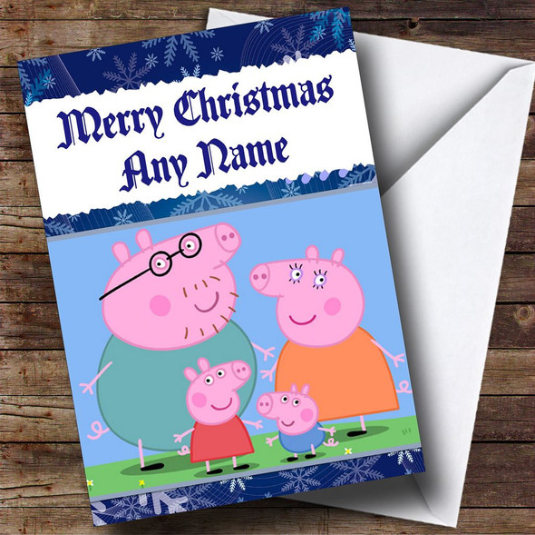 Peppa Pig Blue Personalised Christmas Card