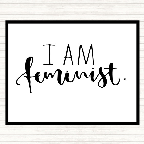 White Black I Am Feminist Quote Mouse Mat Pad