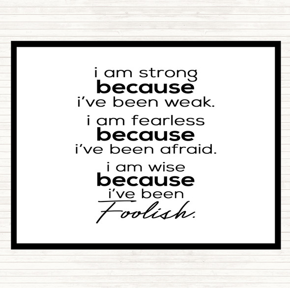 White Black I Am Strong Quote Dinner Table Placemat