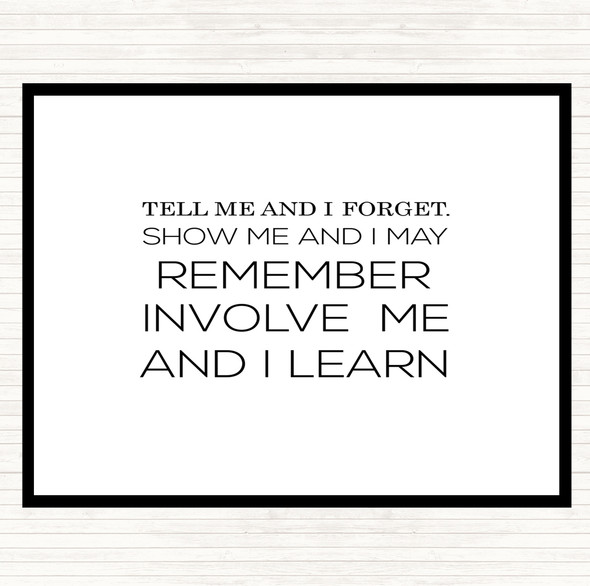 White Black I Learn Quote Mouse Mat Pad