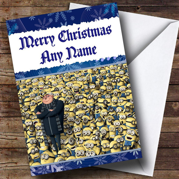 Despicable Me Blue Personalised Christmas Card