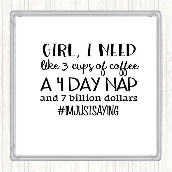 White Black I'm Just Saying Quote Drinks Mat Coaster