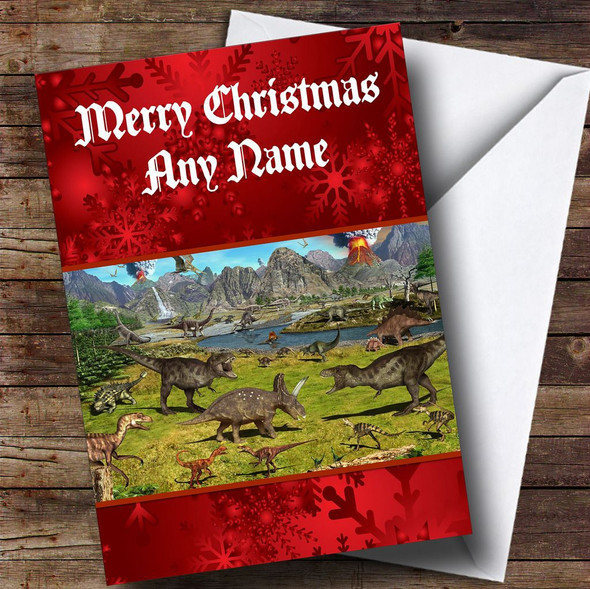 Dinosaur Personalised Christmas Card
