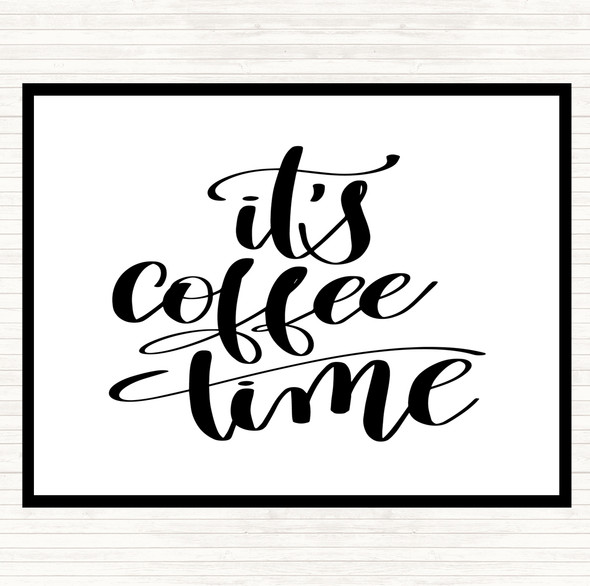 White Black It's Coffee Time Quote Mouse Mat Pad