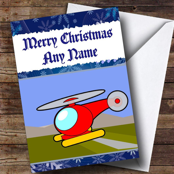 Helicopter Children's Personalised Christmas Card