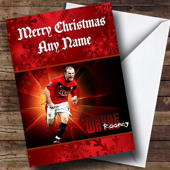 Red Wayne Rooney Personalised  Christmas Card
