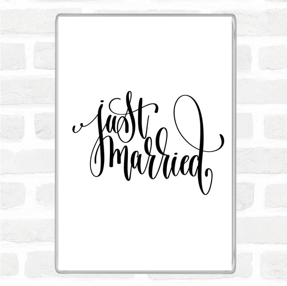 White Black Just Married Swirl Quote Jumbo Fridge Magnet