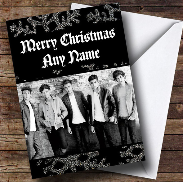 Black And White One Direction Personalised  Christmas Card