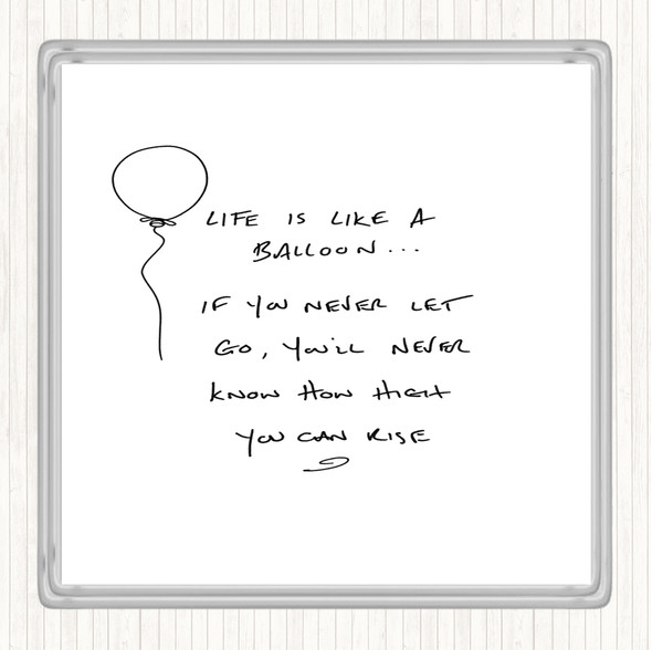 White Black Balloon Quote Drinks Mat Coaster