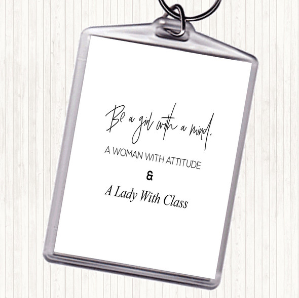 White Black Lady With Class Quote Bag Tag Keychain Keyring