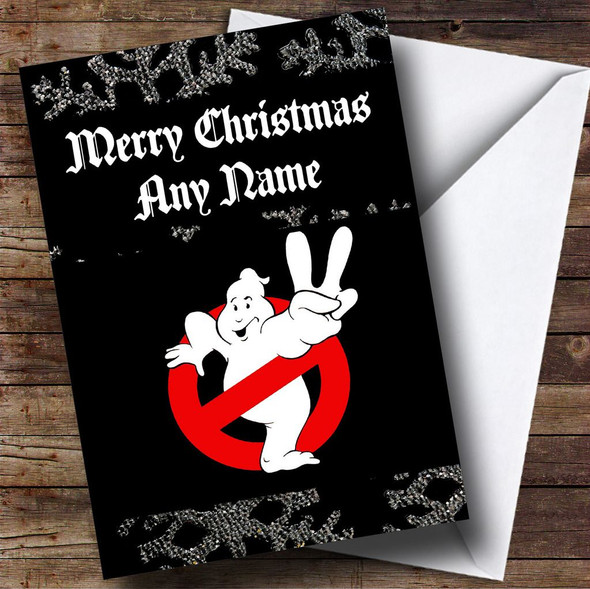 Black Ghostbusters Personalised Christmas Card