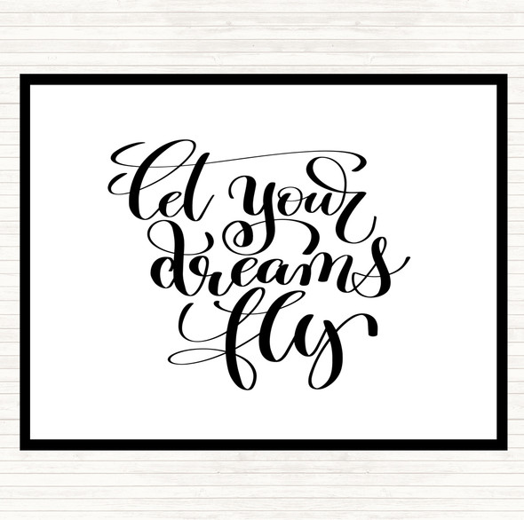 White Black Let Your Dreams Fly Quote Mouse Mat Pad