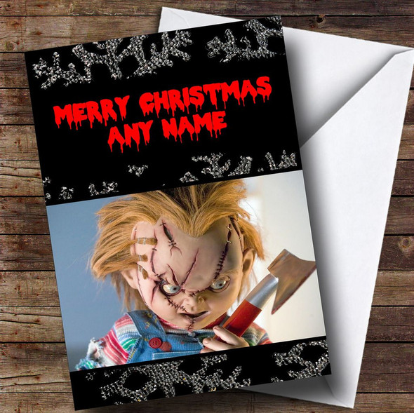 Funny Scary Chucky Personalised  Christmas Card
