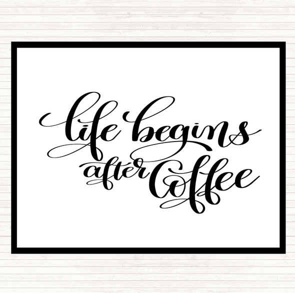 White Black Life After Coffee Quote Mouse Mat Pad