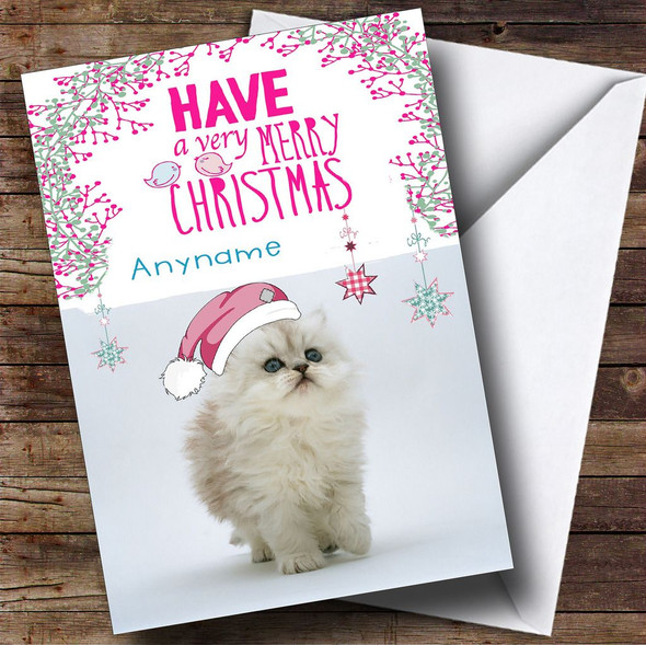 Kitten Pink Personalised Christmas Card