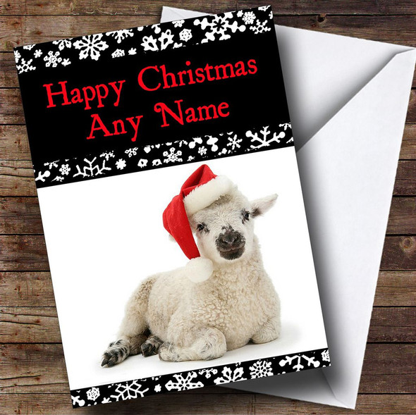 Cute Lamb Christmas Card Personalised