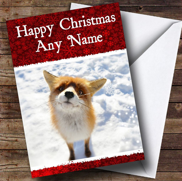 Cute Fox Christmas Card Personalised