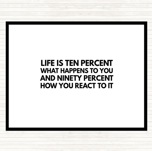White Black Life Is Ten Percent What Happens And Ninety Percent How You React Quote Mouse Mat Pad