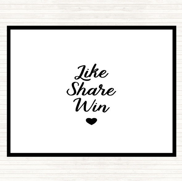 White Black Like Share Win Quote Mouse Mat Pad