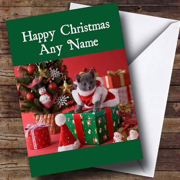 Lovely Cat Christmas Card Personalised