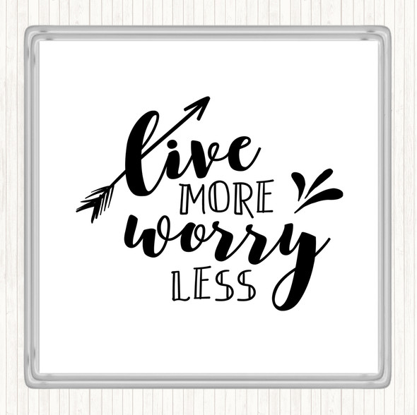 White Black Live More Arrow Quote Drinks Mat Coaster